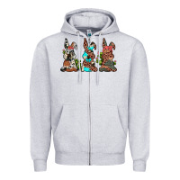 Heather Grey leopard cowhide turquoise cactus bunny's Zipper Hoodie - JahusDesignShop