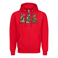 Red leopard cowhide turquoise cactus bunny's Zipper Hoodie - JahusDesignShop