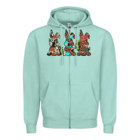 Seafoam leopard cowhide turquoise cactus bunny's Zipper Hoodie - JahusDesignShop