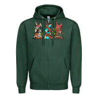 Sports Green leopard cowhide turquoise cactus bunny's Zipper Hoodie - JahusDesignShop