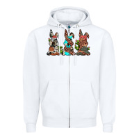 White leopard cowhide turquoise cactus bunny's Zipper Hoodie - JahusDesignShop