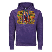 Cloud Purple Sunflower Lady Of Guadalupe Distressed Background Vintage Hoodie - RanaPortraitStore