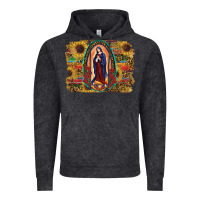 Vintage Black Sunflower Lady Of Guadalupe Distressed Background Vintage Hoodie - RanaPortraitStore