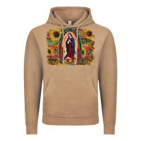 Vintage Coffee Sunflower Lady Of Guadalupe Distressed Background Vintage Hoodie - RanaPortraitStore