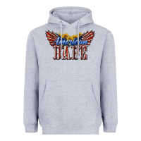 Heather Grey American Babe With Sunflowers Heavyweight Hoodie - LillyAllenDesigns