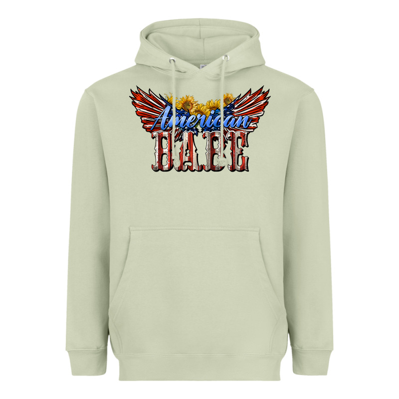 American Babe With Sunflowers Heavyweight Hoodie by LillyAllenDesigns | Teevron