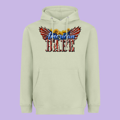 American Babe With Sunflowers Heavyweight Hoodie Designed By Lillyallendesigns