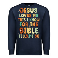 Navy jesus loves me this i know for the bible tells me Premium Sweatshirt - MaliasSmallBusiness