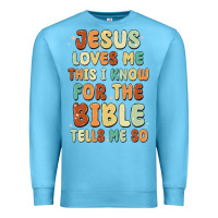 Ocean Blue jesus loves me this i know for the bible tells me Premium Sweatshirt - MaliasSmallBusiness
