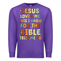 Purple jesus loves me this i know for the bible tells me Premium Sweatshirt - MaliasSmallBusiness