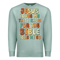 Seafoam jesus loves me this i know for the bible tells me Premium Sweatshirt - MaliasSmallBusiness