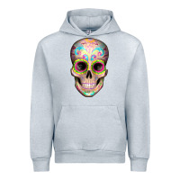 Heather Grey Mexican Skull Urban Hoodie - Artiststas