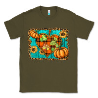 Army Green fall pumpkins and sunflowers heart Classic Tee - BarkalooDesign