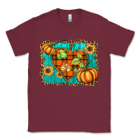 Burgundy fall pumpkins and sunflowers heart Classic Tee - BarkalooDesign