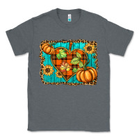 Charcoal Heather fall pumpkins and sunflowers heart Classic Tee - BarkalooDesign