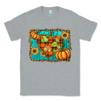 Heather Grey fall pumpkins and sunflowers heart Classic Tee - BarkalooDesign