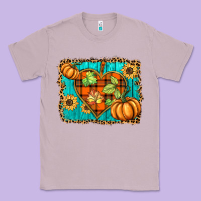 Fall Pumpkins And Sunflowers Heart Classic Tee Designed By Barkaloodesign