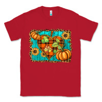 Red fall pumpkins and sunflowers heart Classic Tee - BarkalooDesign