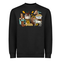 Black coffee cups horses Heavyweight Sweatshirt - texasbilliewilder
