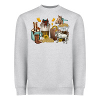 Heather Grey coffee cups horses Heavyweight Sweatshirt - texasbilliewilder