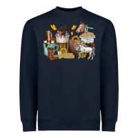 Navy coffee cups horses Heavyweight Sweatshirt - texasbilliewilder