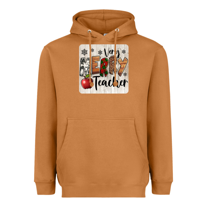 Very Merry Teacher Christmas Coaster Heavyweight Hoodie by Jasminsmagicworld | Teevron