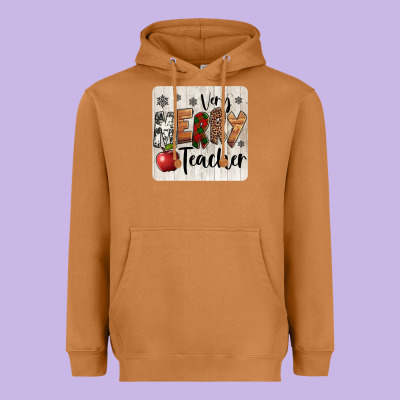 Very Merry Teacher Christmas Coaster Heavyweight Hoodie Designed By Jasminsmagicworld
