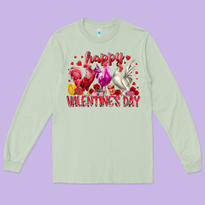 Happy Valentines Day Long Sleeve Tee Designed By Racoondesign