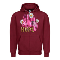 Burgundy Breast Cancer Boxing Gloves Zipper Hoodie - Artiststas