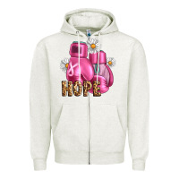 Oatmeal Heather Breast Cancer Boxing Gloves Zipper Hoodie - Artiststas