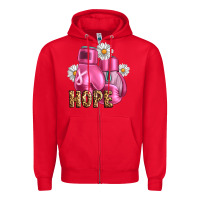 Red Breast Cancer Boxing Gloves Zipper Hoodie - Artiststas