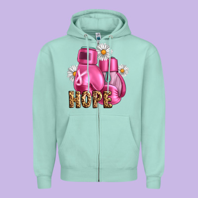 Breast Cancer Boxing Gloves Zipper Hoodie Designed By Artiststas