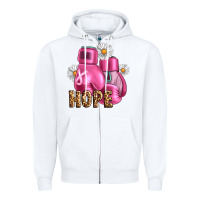 White Breast Cancer Boxing Gloves Zipper Hoodie - Artiststas