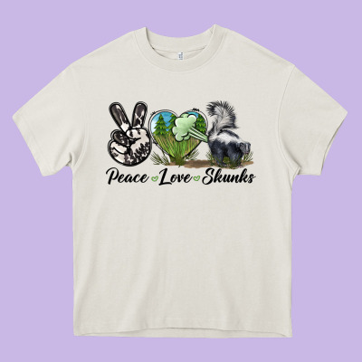Peace Love Skunks Heavy Core Tee Designed By Lillyallendesigns