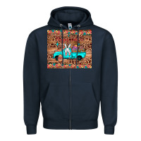 Navy happy easter truck Zipper Hoodie - JahusDesignShop