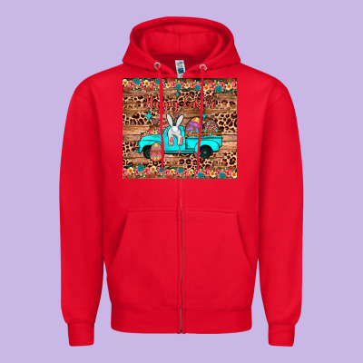 Happy Easter Truck Zipper Hoodie Designed By Jahusdesignshop