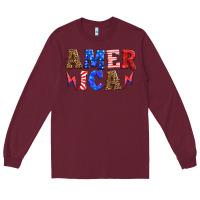Burgundy america thunderbolt Long Sleeve Tee - HRA Design Shop