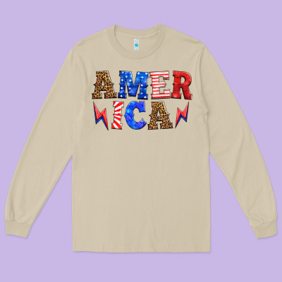 America Thunderbolt Long Sleeve Tee Designed By Hra Design Shop