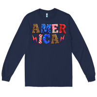 Navy america thunderbolt Long Sleeve Tee - HRA Design Shop