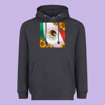 Mexican Flag Sunflowers And Leopard Coaster Heavyweight Hoodie Designed By Jasminsmagicworld