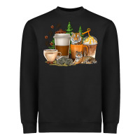 Black coffee cups tiger with coffee beans Heavyweight Sweatshirt - texasbilliewilder