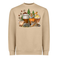 Mushroom coffee cups tiger with coffee beans Heavyweight Sweatshirt - texasbilliewilder