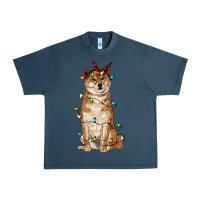 Midnight Navy christmas lights shiba inu Urban Heavy Tee - RanaPortraitStore