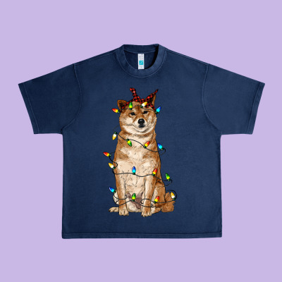 Christmas Lights Shiba Inu Urban Heavy Tee Designed By Ranaportraitstore