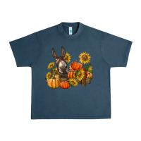 Midnight Navy donkey sunflower and pumpkin farm Urban Heavy Tee - BarkalooDesign