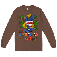 Chestnut all american girl cowboy boot with sunflower Long Sleeve Tee - HRA Design Shop