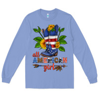 Colony Blue all american girl cowboy boot with sunflower Long Sleeve Tee - HRA Design Shop