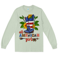 Matcha all american girl cowboy boot with sunflower Long Sleeve Tee - HRA Design Shop