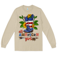 Mushroom all american girl cowboy boot with sunflower Long Sleeve Tee - HRA Design Shop