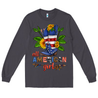 Smoke all american girl cowboy boot with sunflower Long Sleeve Tee - HRA Design Shop